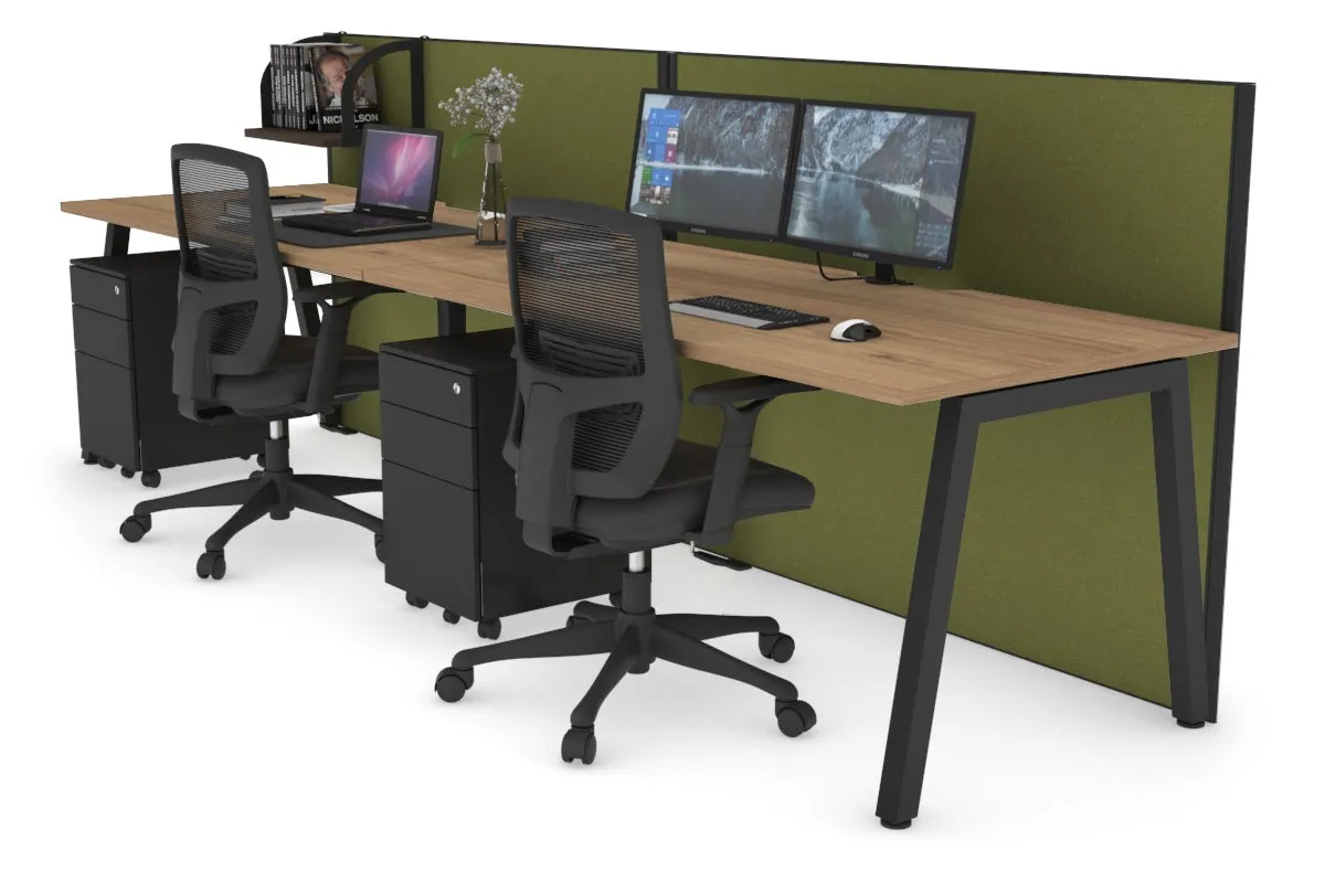 Horizon Quadro 2 Person Run A Legs Office Workstation [1400L x 800W with Cable Scallop]