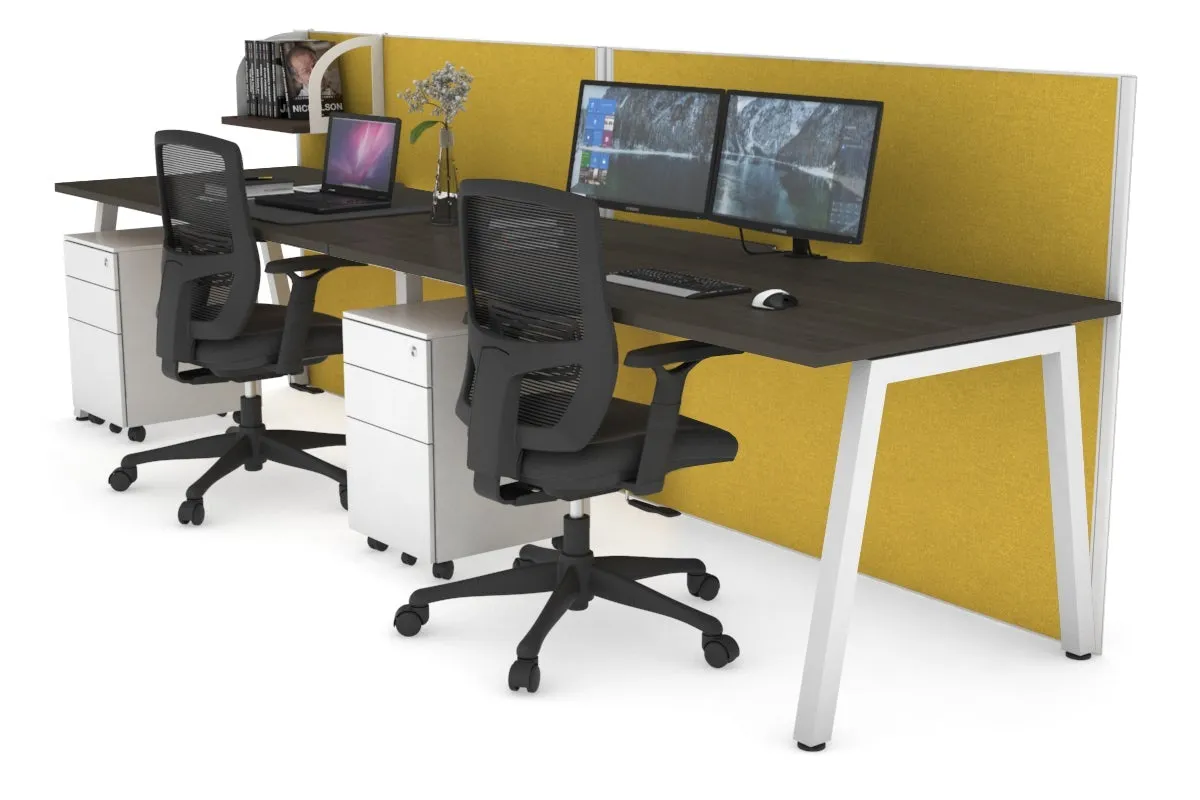 Horizon Quadro 2 Person Run A Legs Office Workstation [1400L x 800W with Cable Scallop]