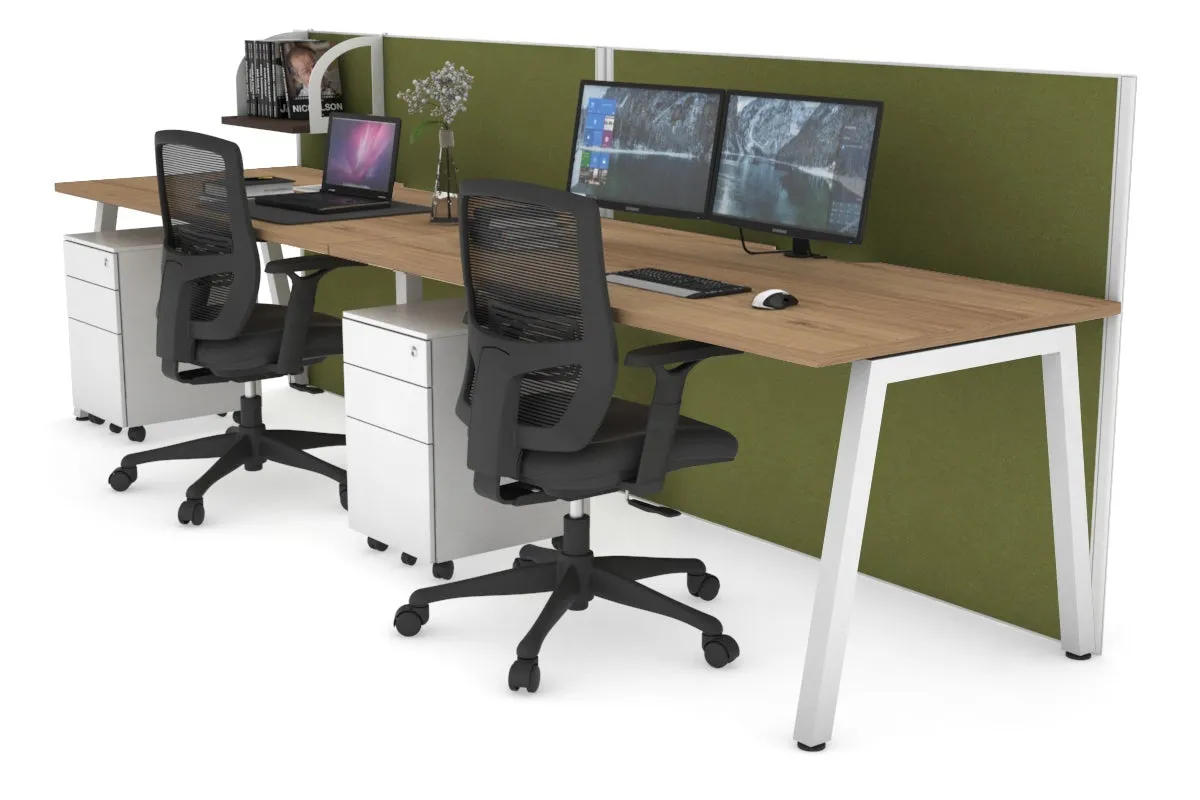Horizon Quadro 2 Person Run A Legs Office Workstation [1400L x 800W with Cable Scallop]