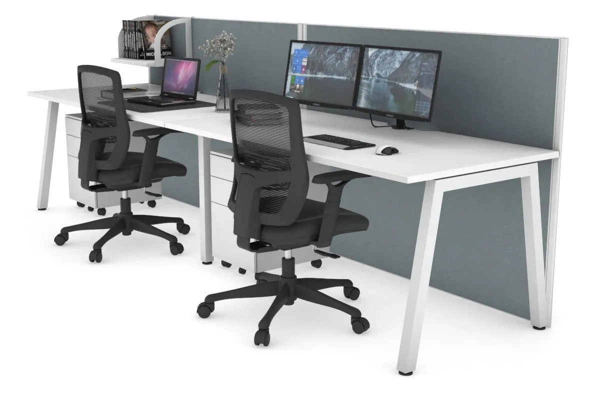 Horizon Quadro 2 Person Run A Legs Office Workstation [1400L x 800W with Cable Scallop]