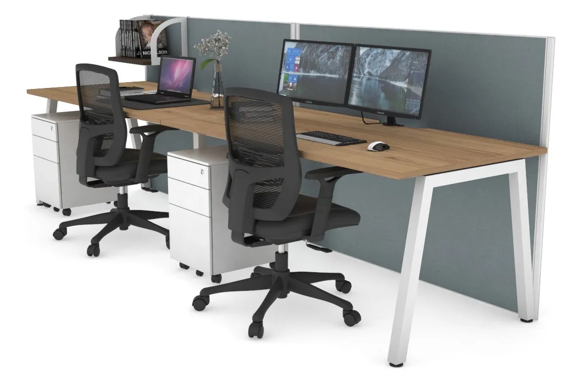Horizon Quadro 2 Person Run A Legs Office Workstation [1400L x 800W with Cable Scallop]