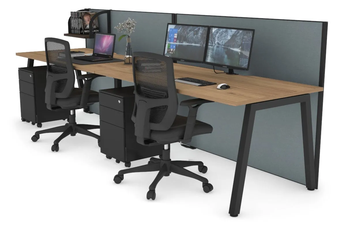 Horizon Quadro 2 Person Run A Legs Office Workstation [1400L x 800W with Cable Scallop]