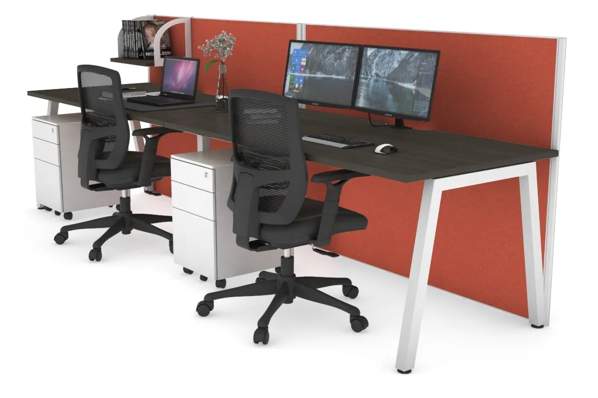 Horizon Quadro 2 Person Run A Legs Office Workstation [1400L x 800W with Cable Scallop]