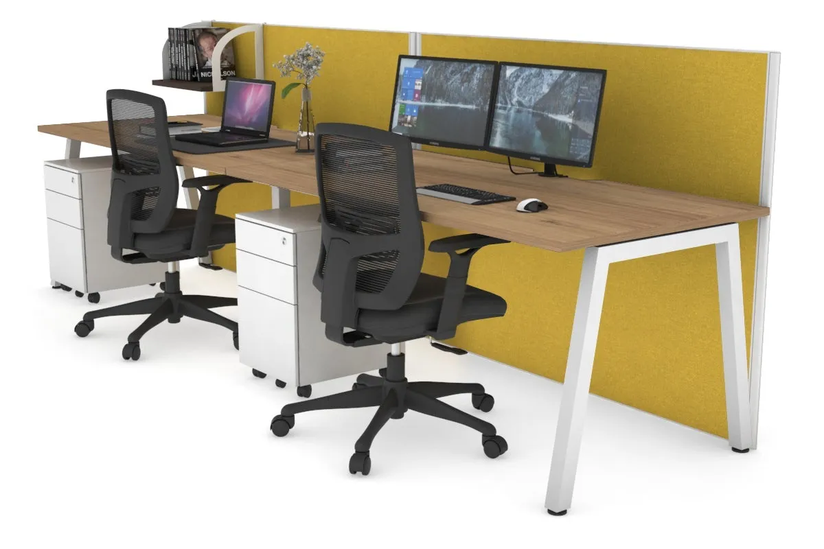 Horizon Quadro 2 Person Run A Legs Office Workstation [1400L x 800W with Cable Scallop]