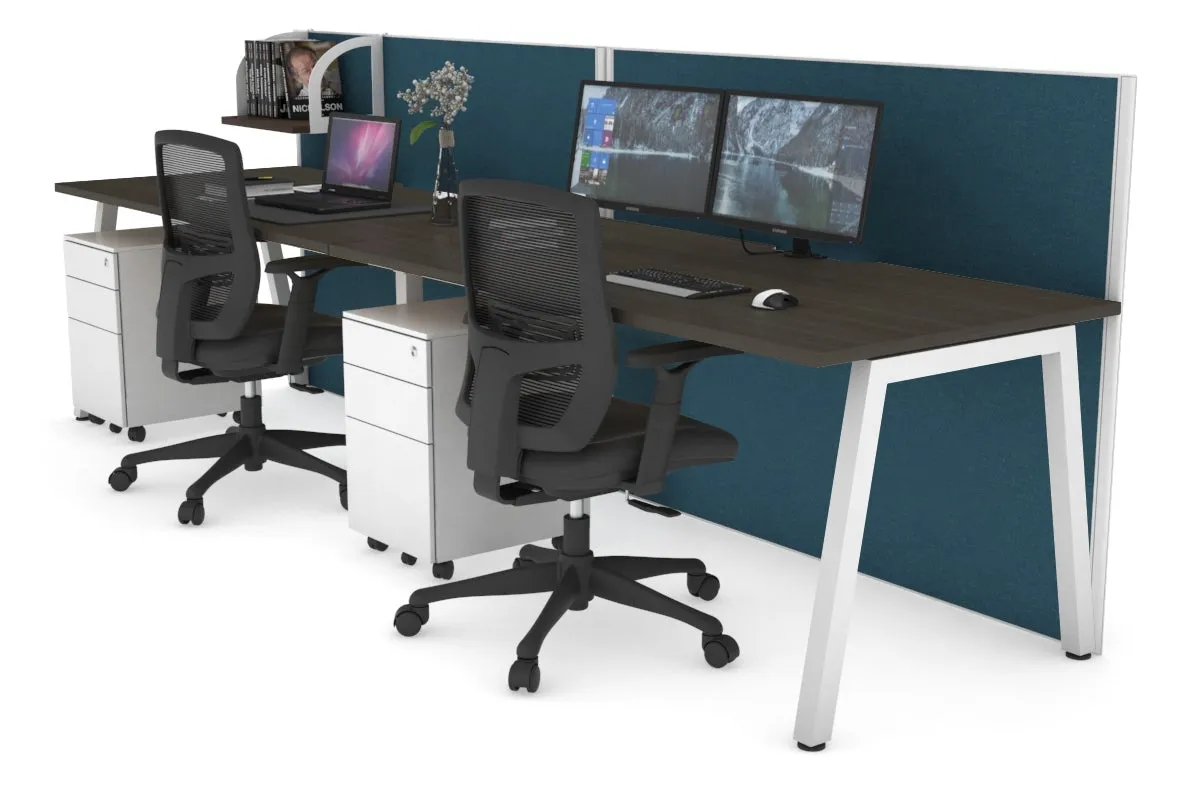 Horizon Quadro 2 Person Run A Legs Office Workstation [1400L x 800W with Cable Scallop]