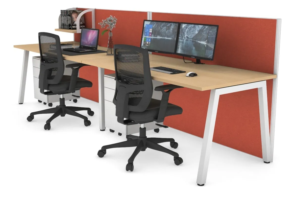 Horizon Quadro 2 Person Run A Legs Office Workstation [1400L x 800W with Cable Scallop]