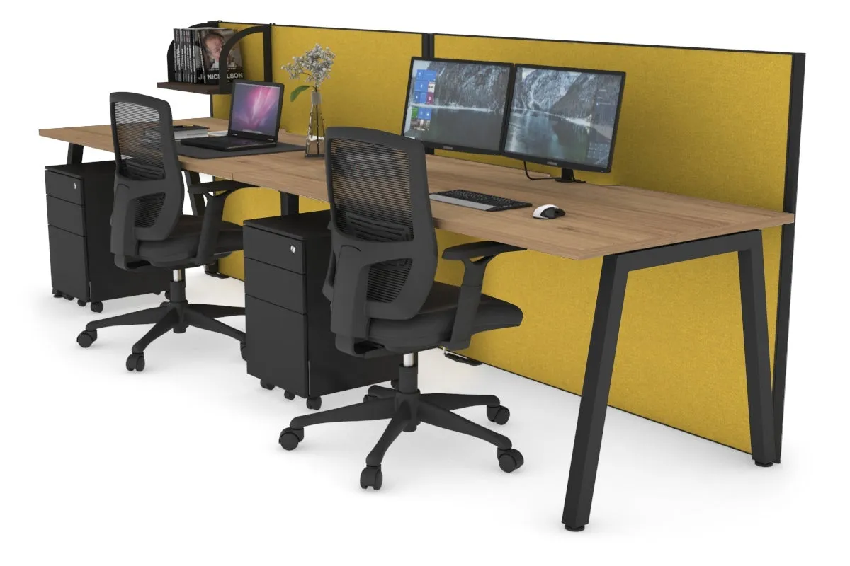 Horizon Quadro 2 Person Run A Legs Office Workstation [1400L x 800W with Cable Scallop]