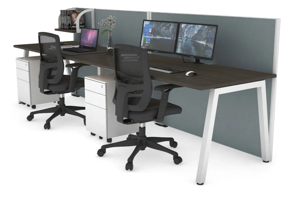 Horizon Quadro 2 Person Run A Legs Office Workstation [1400L x 800W with Cable Scallop]