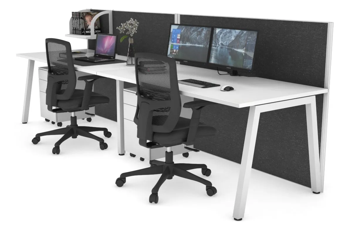 Horizon Quadro 2 Person Run A Legs Office Workstation [1400L x 800W with Cable Scallop]