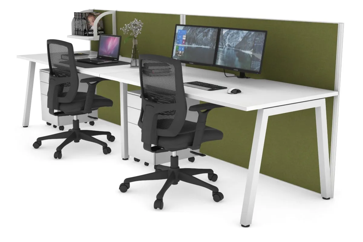 Horizon Quadro 2 Person Run A Legs Office Workstation [1400L x 800W with Cable Scallop]