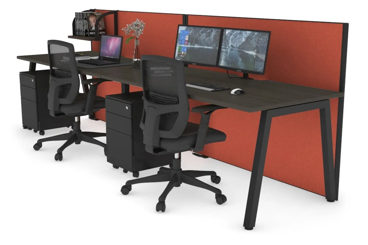 Horizon Quadro 2 Person Run A Legs Office Workstation [1400L x 800W with Cable Scallop]