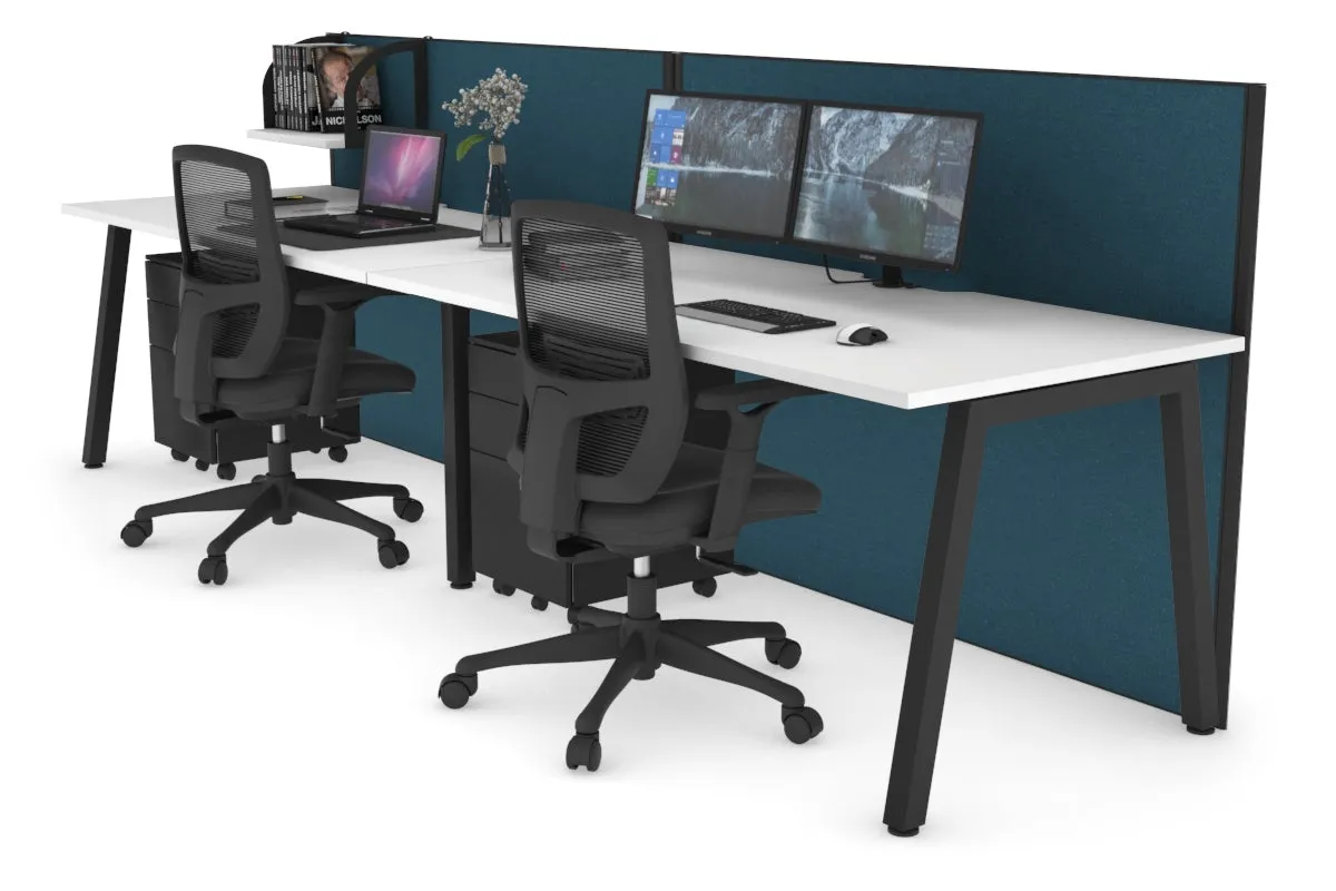 Horizon Quadro 2 Person Run A Legs Office Workstation [1400L x 800W with Cable Scallop]
