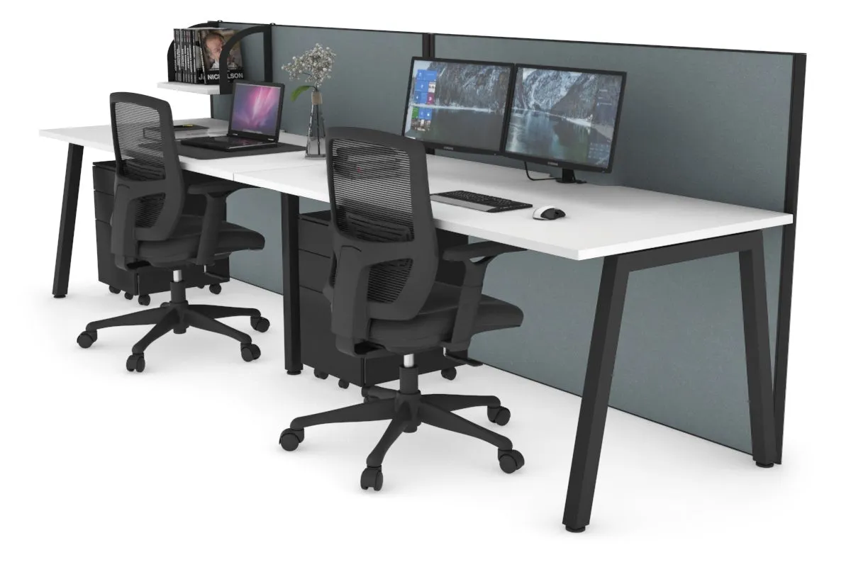 Horizon Quadro 2 Person Run A Legs Office Workstation [1400L x 800W with Cable Scallop]