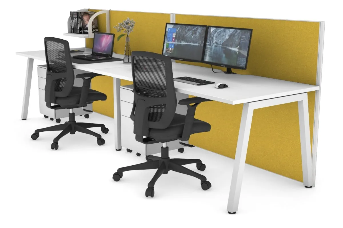 Horizon Quadro 2 Person Run A Legs Office Workstation [1400L x 800W with Cable Scallop]