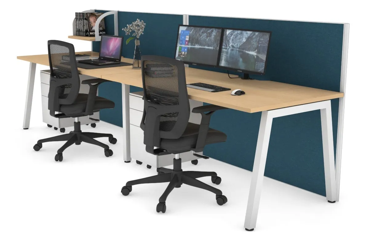 Horizon Quadro 2 Person Run A Legs Office Workstation [1400L x 800W with Cable Scallop]
