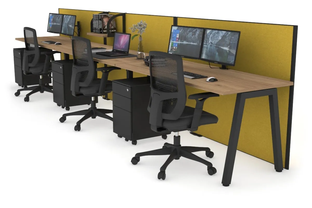 Horizon Quadro 3 Person Run A Legs Office Workstation [1800L x 700W]