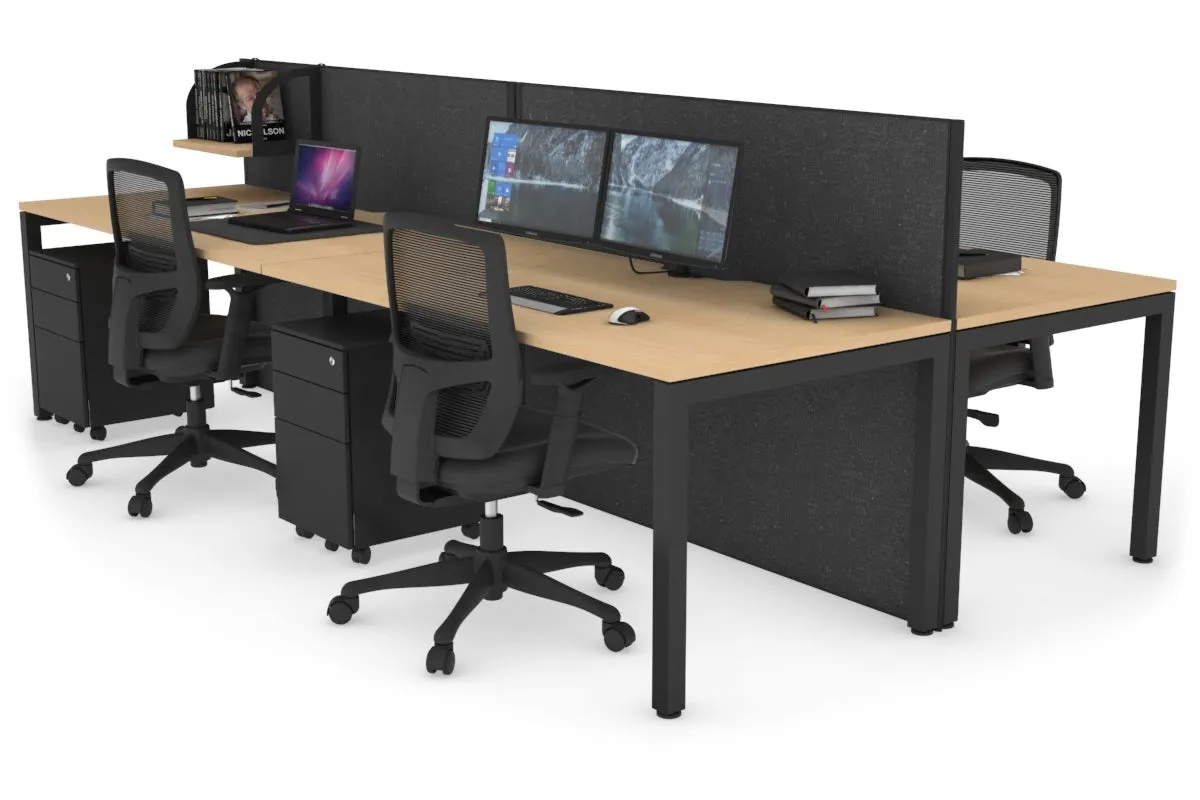 Horizon Quadro 4 Person Bench Square Legs Office Workstation [1400L x 800W with Cable Scallop]