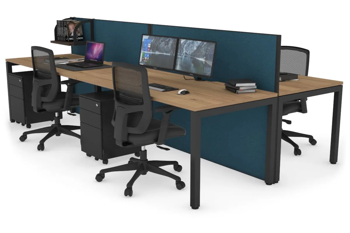 Horizon Quadro 4 Person Bench Square Legs Office Workstation [1400L x 800W with Cable Scallop]