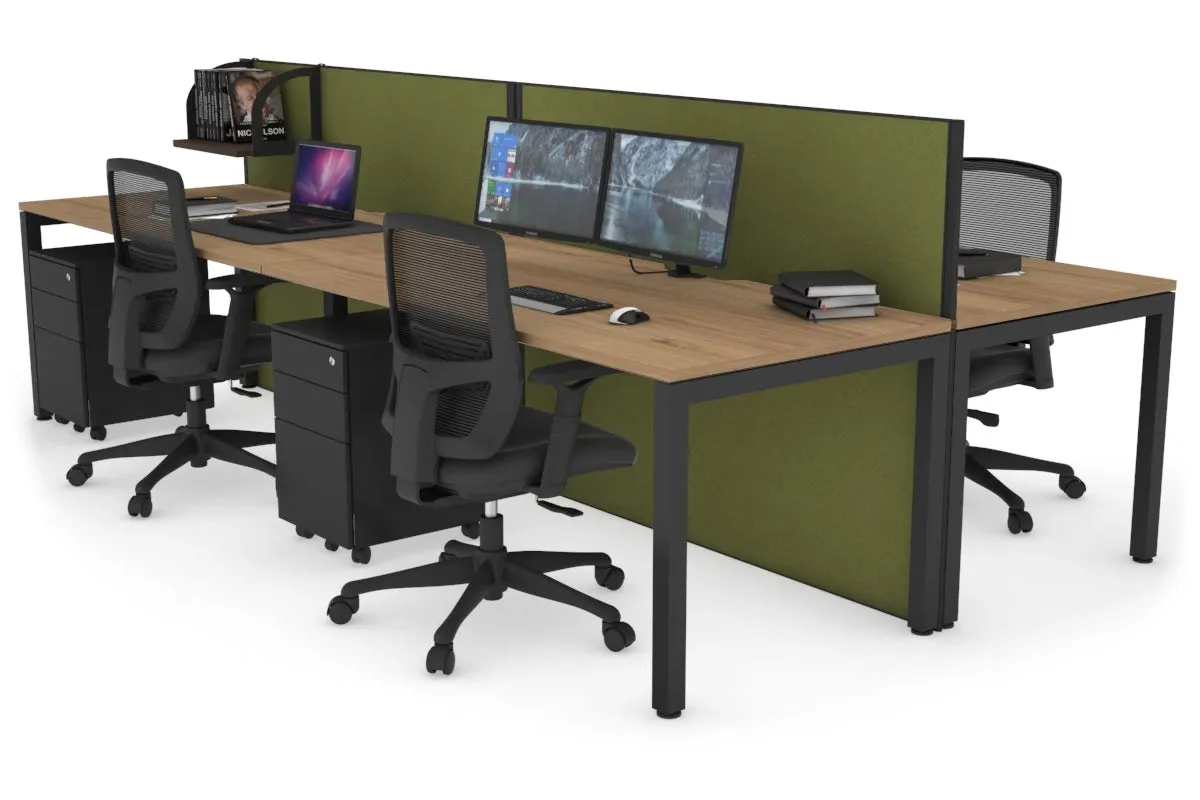 Horizon Quadro 4 Person Bench Square Legs Office Workstation [1400L x 800W with Cable Scallop]