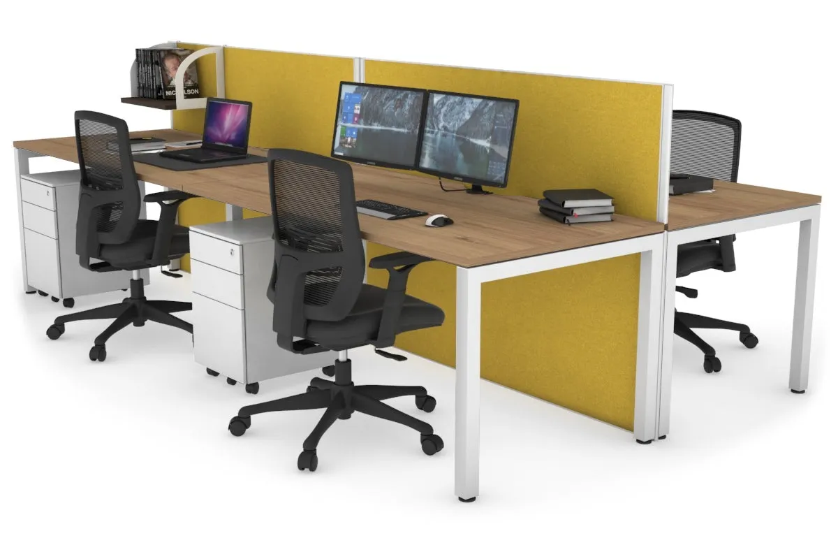 Horizon Quadro 4 Person Bench Square Legs Office Workstation [1400L x 800W with Cable Scallop]