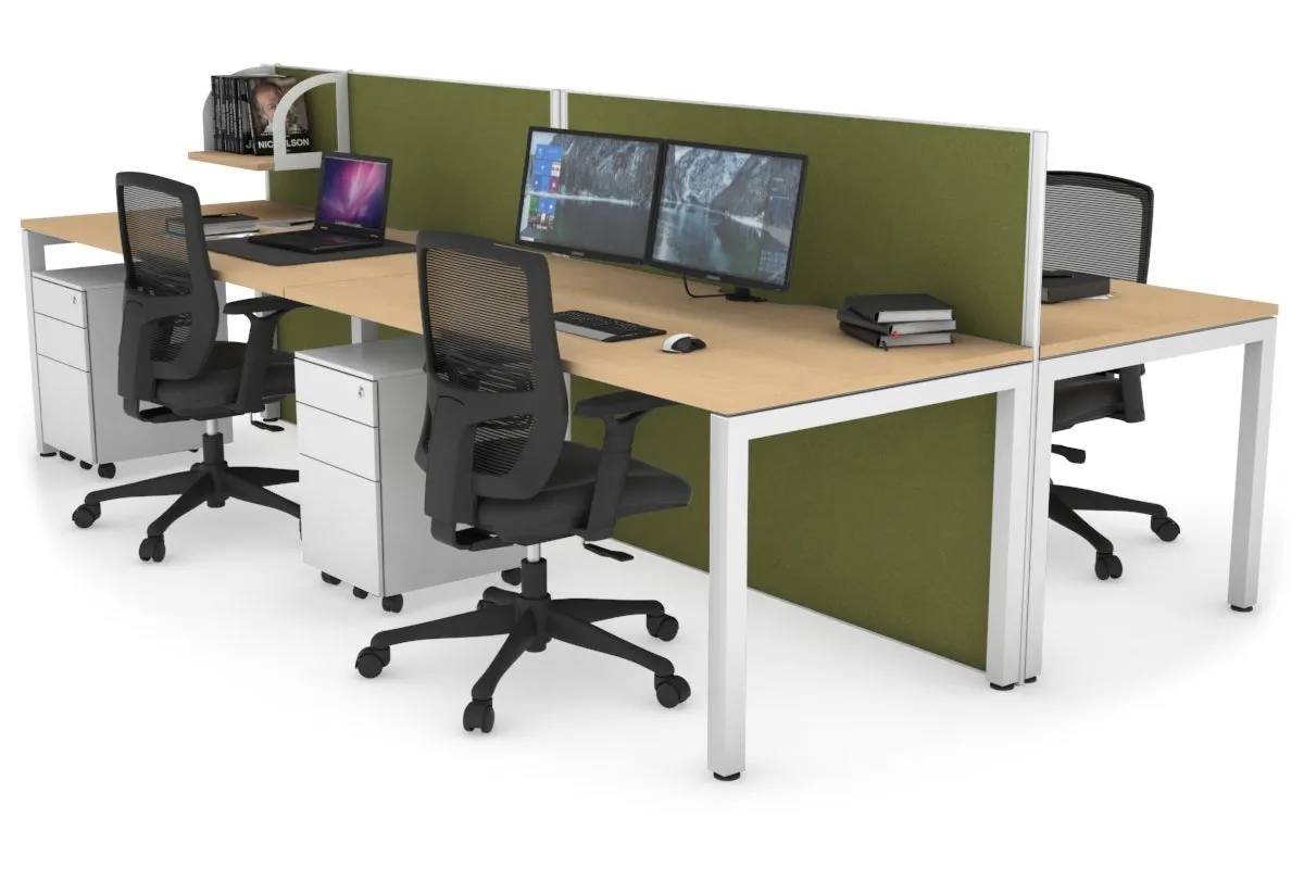Horizon Quadro 4 Person Bench Square Legs Office Workstation [1400L x 800W with Cable Scallop]