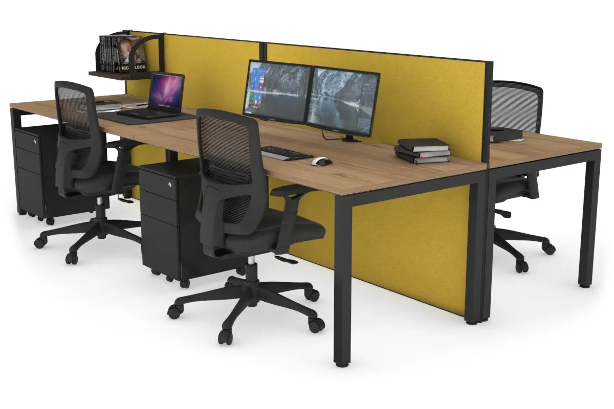 Horizon Quadro 4 Person Bench Square Legs Office Workstation [1400L x 800W with Cable Scallop]