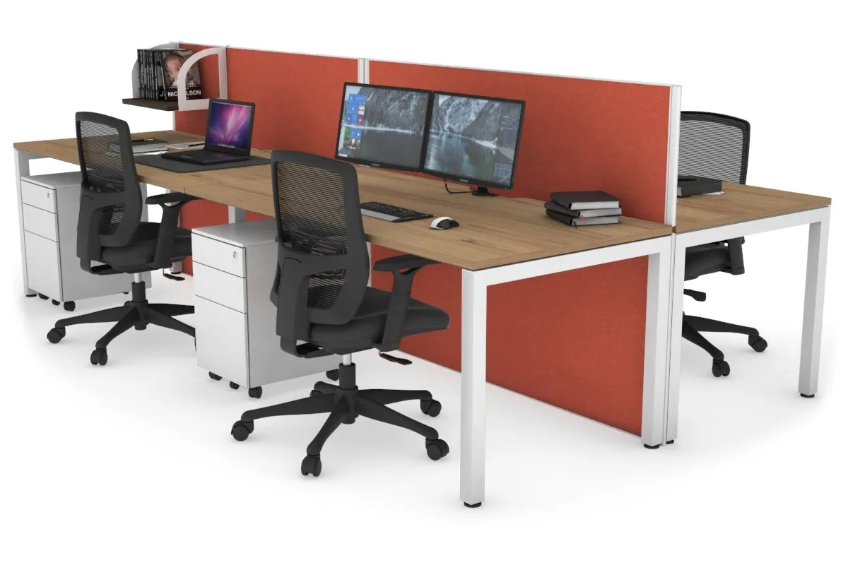 Horizon Quadro 4 Person Bench Square Legs Office Workstation [1400L x 800W with Cable Scallop]