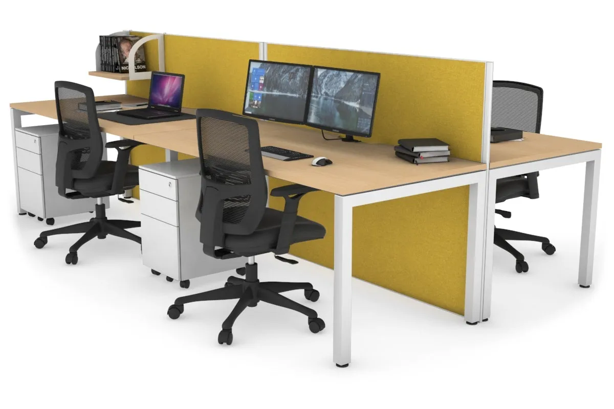 Horizon Quadro 4 Person Bench Square Legs Office Workstation [1400L x 800W with Cable Scallop]