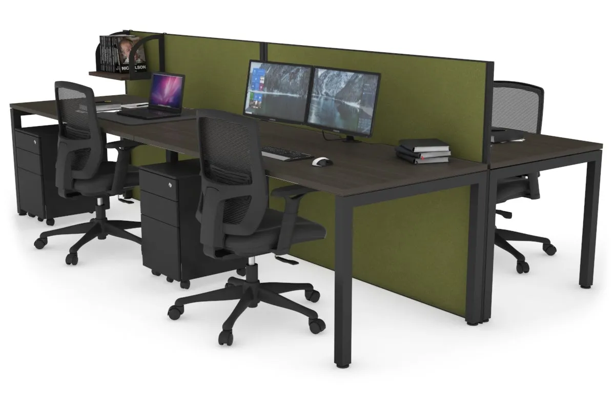 Horizon Quadro 4 Person Bench Square Legs Office Workstation [1400L x 800W with Cable Scallop]