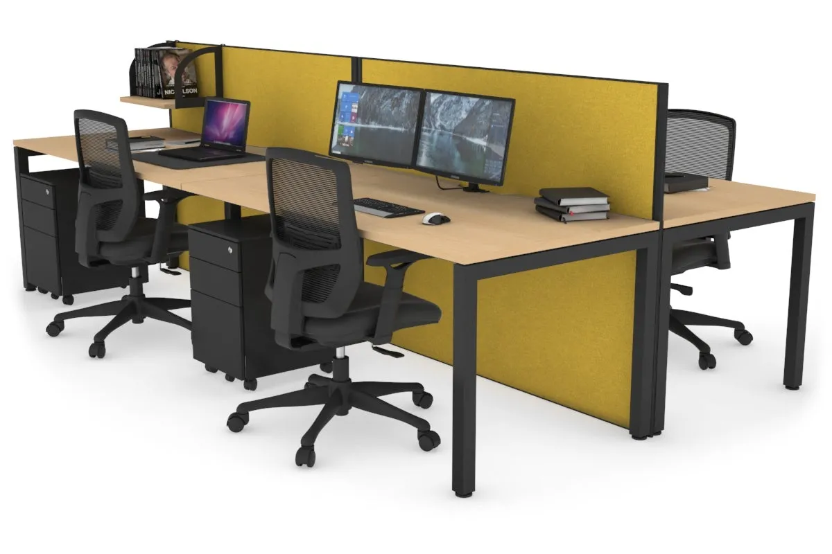 Horizon Quadro 4 Person Bench Square Legs Office Workstation [1400L x 800W with Cable Scallop]