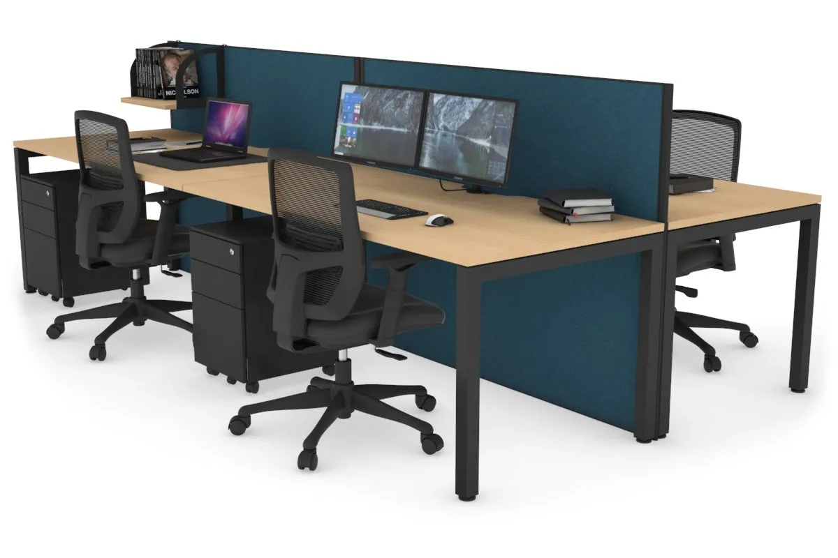 Horizon Quadro 4 Person Bench Square Legs Office Workstation [1400L x 800W with Cable Scallop]