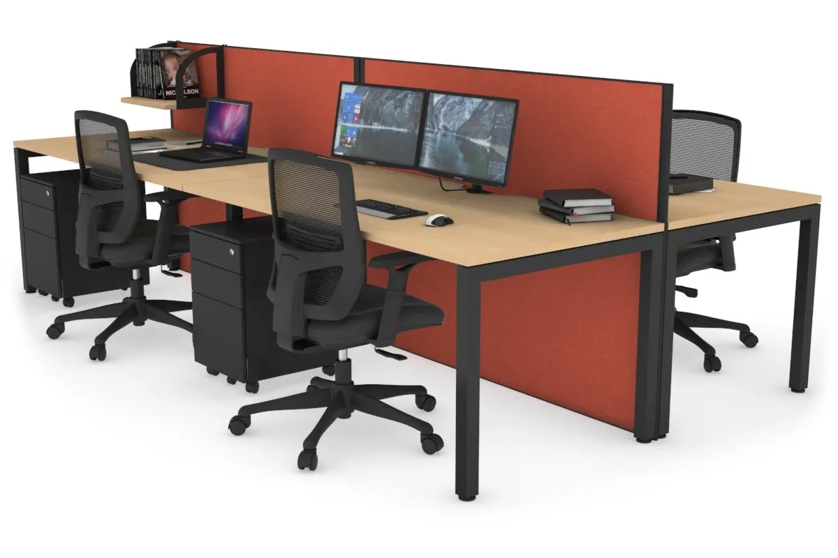 Horizon Quadro 4 Person Bench Square Legs Office Workstation [1400L x 800W with Cable Scallop]