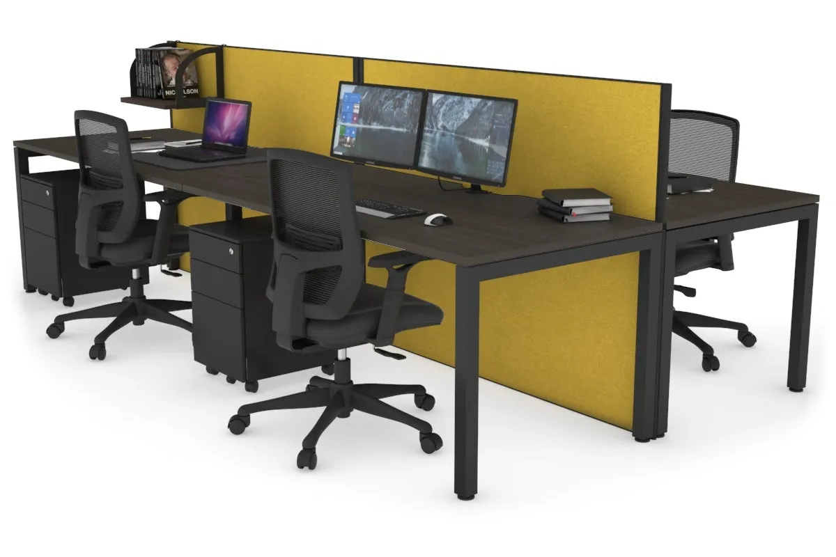 Horizon Quadro 4 Person Bench Square Legs Office Workstation [1400L x 800W with Cable Scallop]