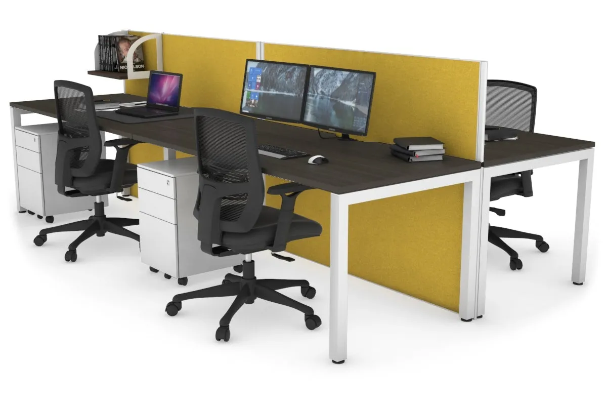 Horizon Quadro 4 Person Bench Square Legs Office Workstation [1400L x 800W with Cable Scallop]