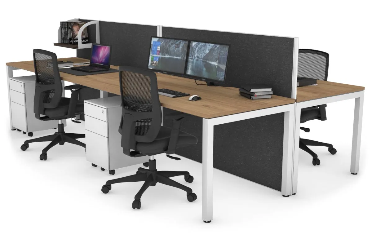 Horizon Quadro 4 Person Bench Square Legs Office Workstation [1400L x 800W with Cable Scallop]