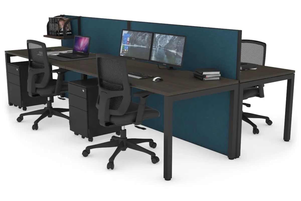 Horizon Quadro 4 Person Bench Square Legs Office Workstation [1400L x 800W with Cable Scallop]
