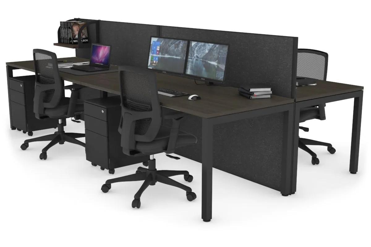 Horizon Quadro 4 Person Bench Square Legs Office Workstation [1400L x 800W with Cable Scallop]