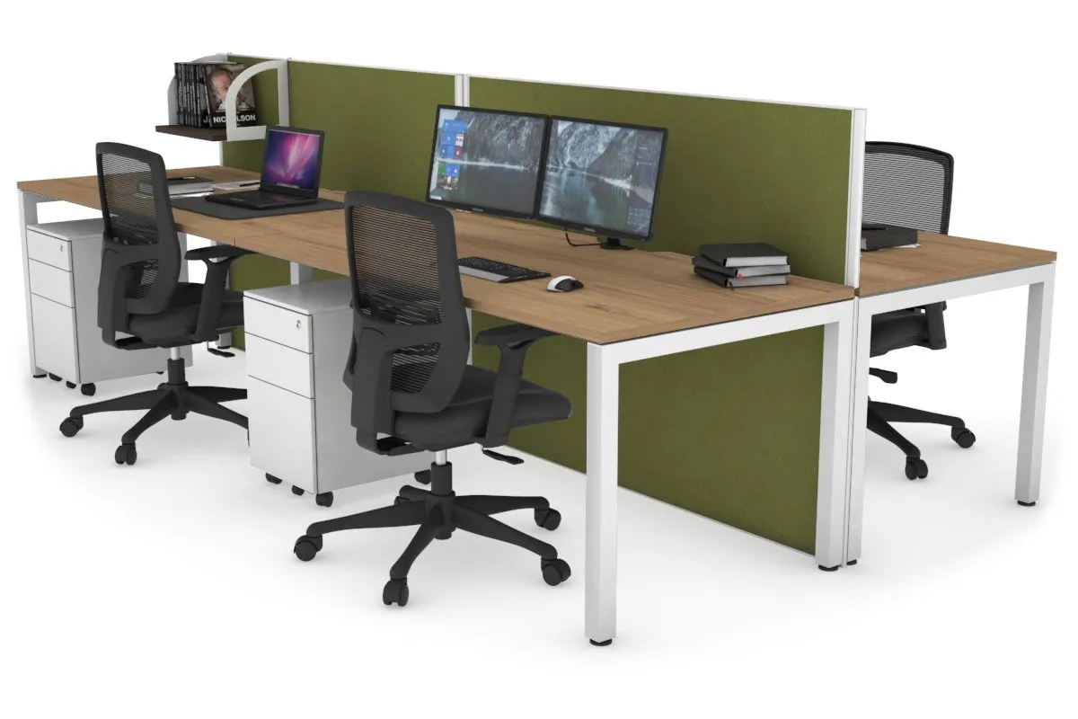 Horizon Quadro 4 Person Bench Square Legs Office Workstation [1400L x 800W with Cable Scallop]