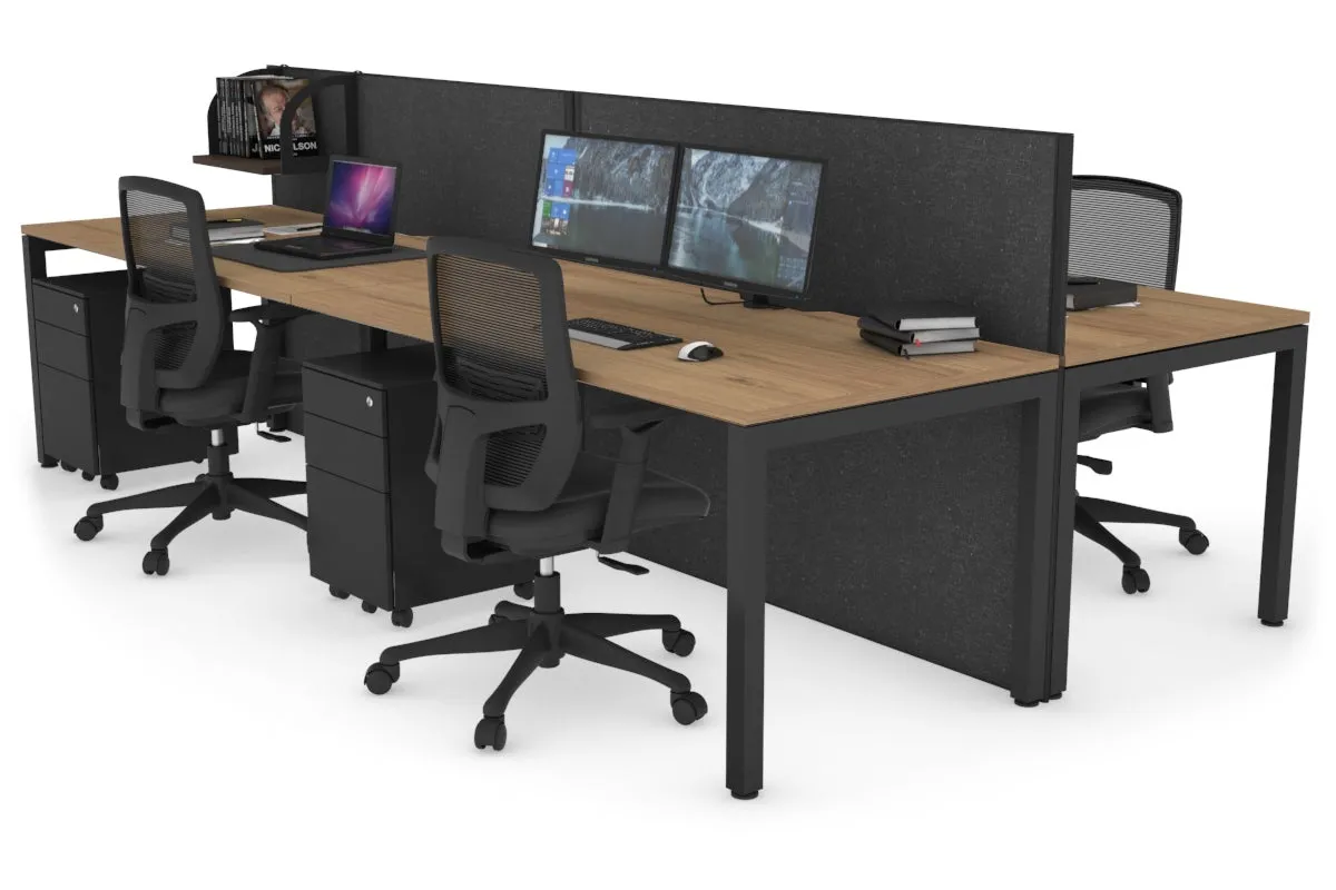 Horizon Quadro 4 Person Bench Square Legs Office Workstation [1400L x 800W with Cable Scallop]