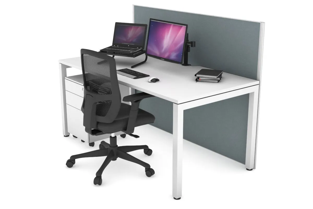Horizon Quadro Square Legs Office Desk [1400L x 800W with Cable Scallop]