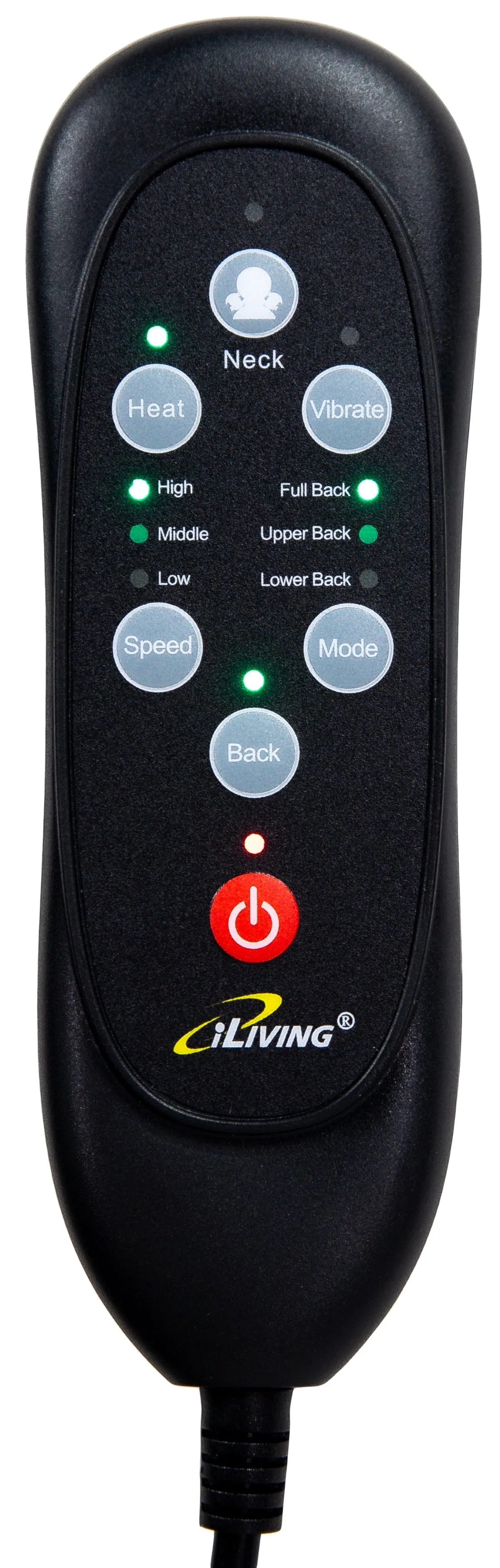 ILG-929 - iLIVING Shiatsu Portable Back/Neck Massager with Heat Therapy, Soothing Black