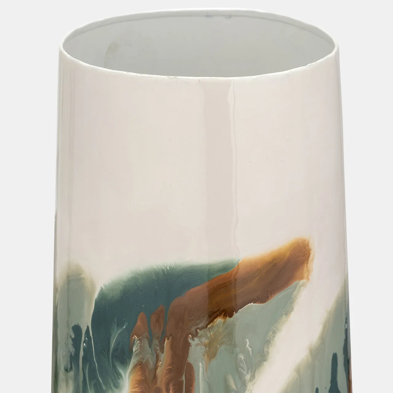 Iron,17"h,colored Stained Vase,white
