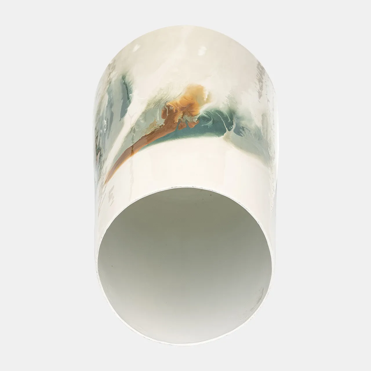 Iron,17"h,colored Stained Vase,white