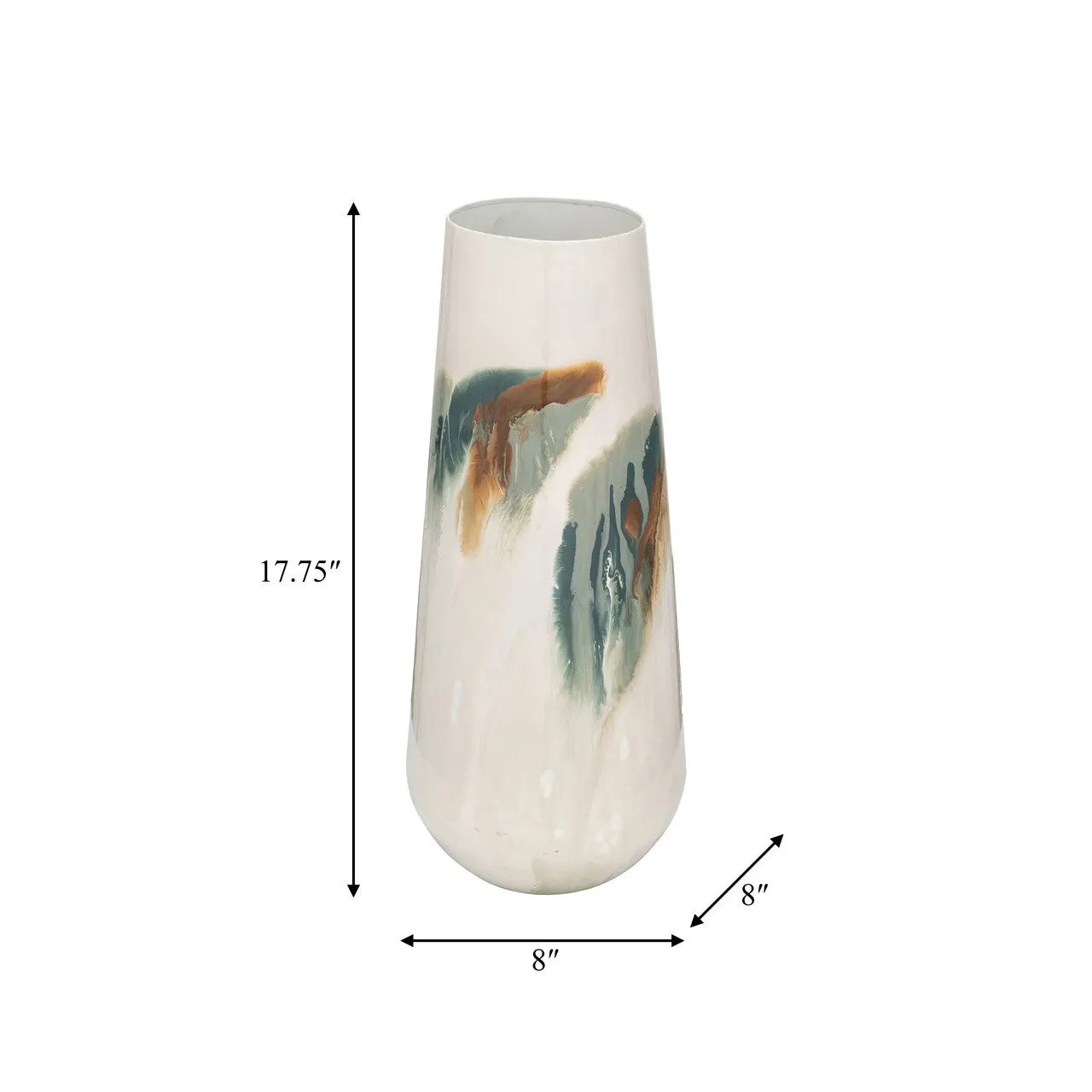 Iron,17"h,colored Stained Vase,white
