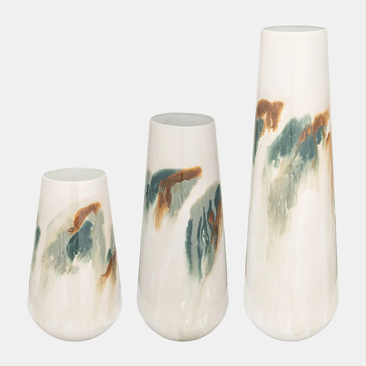 Iron,17"h,colored Stained Vase,white