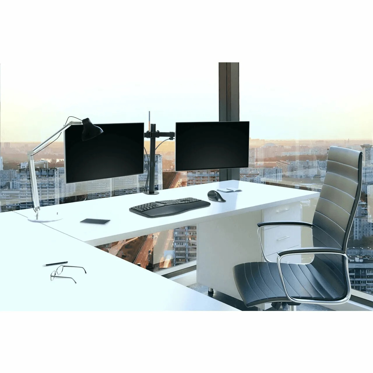 Kensington SmartFit Adjustable Dual Monitor Arm Stand Mount Double Screen Ergonomic