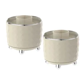 Kuber Industries Pack of 2 Multipurpose Storage Holder | Decorative Crystal Finish Stylish Look | Makeup Brush Holder | Desk Storage Container | YM.6698CS | Cream Silver