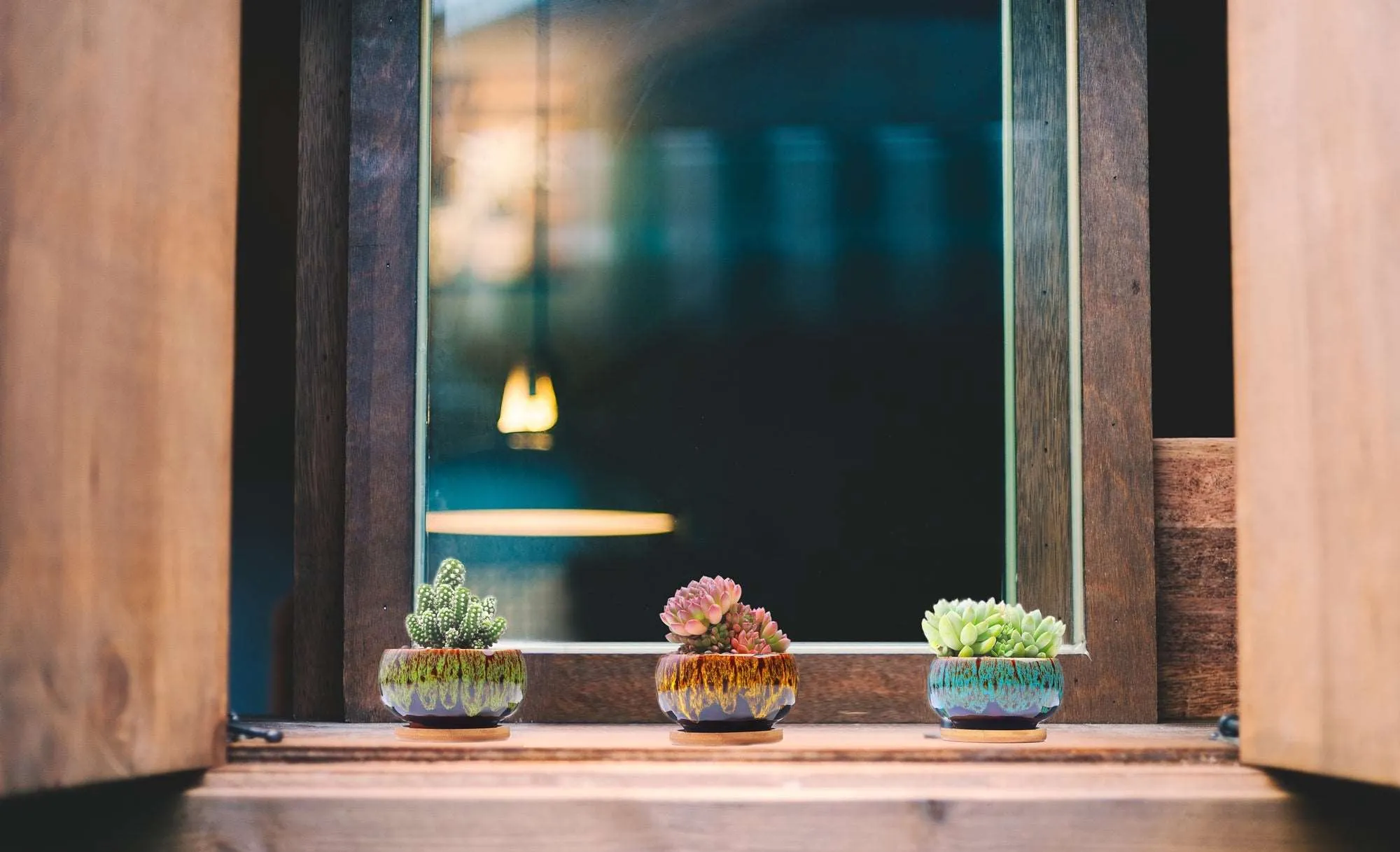 LAMDAWN Cute Ceramic Succulent Garden Pots, Planter with Drainage and Attached Saucer, Set of 5 -Plants Not Included