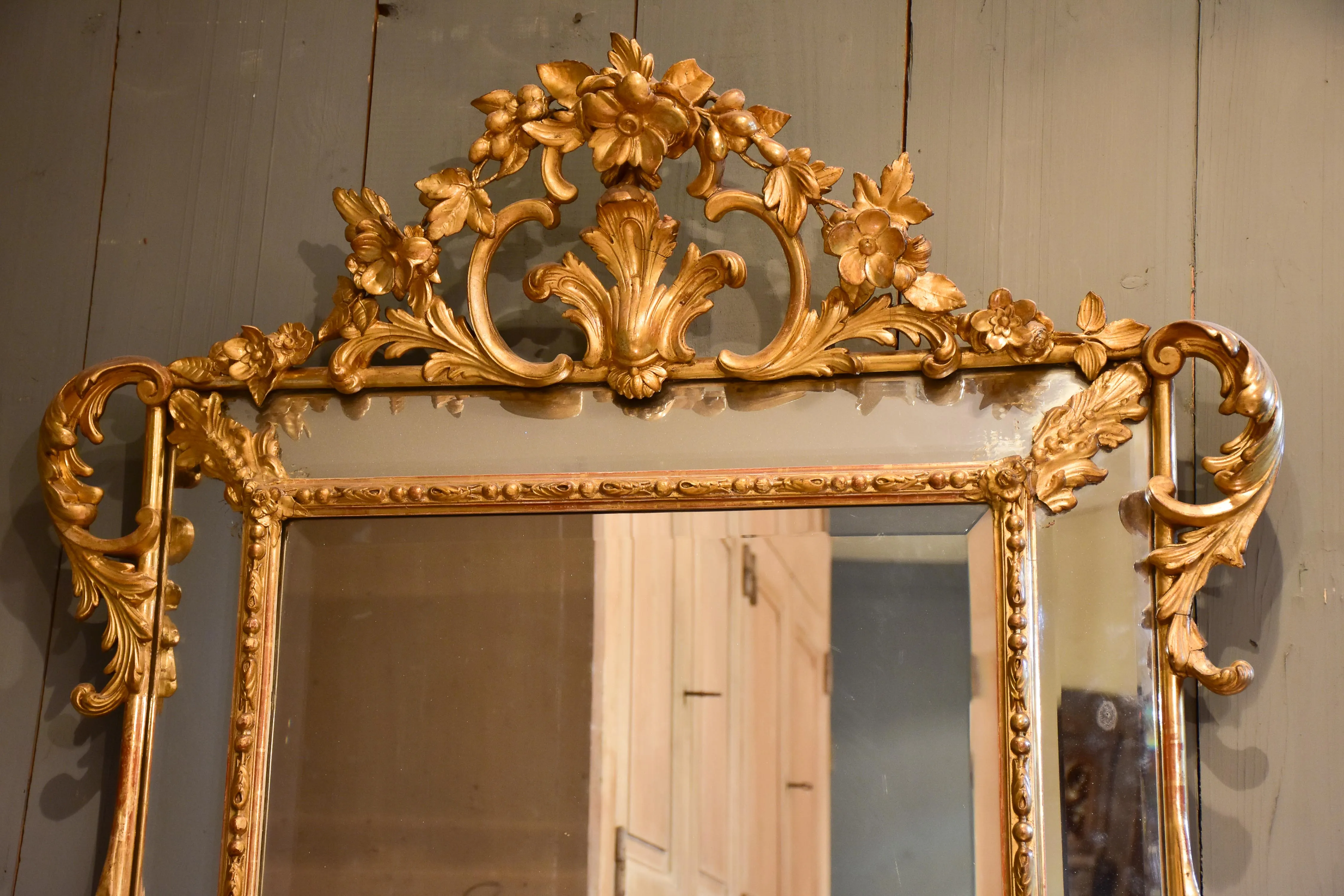 Late 19th Century Napoleon III mirror with gilded frame