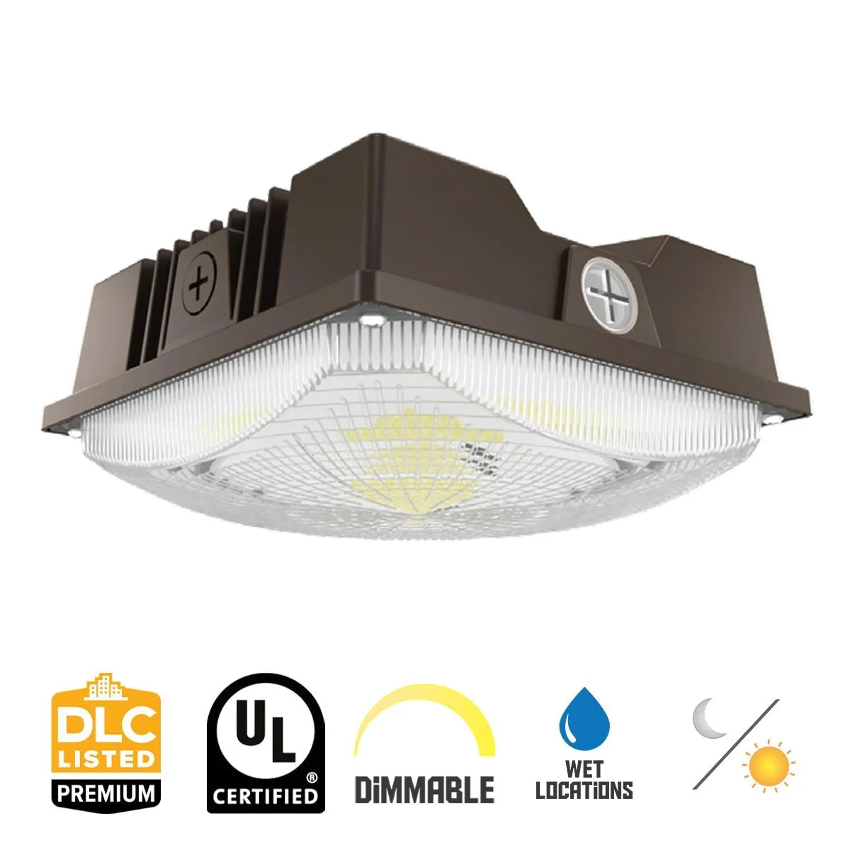 LED Parking Garage Light With Photocell, 3500 Lumens, 15/25 Watts, 30K/40K/50K, 120-277V